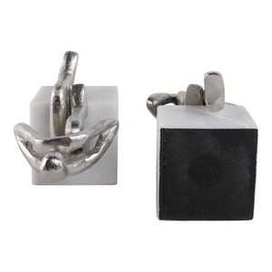 Artistic Human Form Silver Finished Marble Base Bookends Ideal For Home Library Study <b>Room</b> And Thoughtful Space Styling - Product Image 4