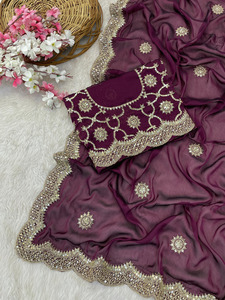 HEVY KASTURI SILK GORGET CON FANCY DORI CON FANCY ZARI & FULL SEQUNCE WORK BRIDAL SAREE COLECCIÓN - Product Image 6