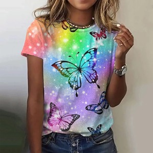 เสื้อยืดพิมพ์ลายแมลงปอผีเสื้อ3D เสื้อยืดแขนสั้น Y2k แฟชั่นลำลองแนวสตรีทเสื้อยืดเด็กคอกลมเสื้อท่อนบน