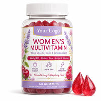 Gommes multivitaminées pour femmes, méthylcobalamine, biotine, zinc, sélénium, cerise, framboise, 60 gommes, végétaliennes, sans gluten, OEM, étiquette privée