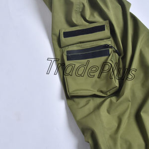 100% Pantalon de ski imperméable vert olive de haute qualité avec fermeture à glissière et bas de poche cargo - Product Image 5