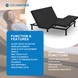 Регулируемая кровать Dreamotion с беспроводным пультом управления и двумя приводами для спальни - Product Image 3