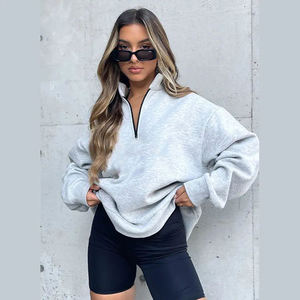 Sudadera con Capucha para Mujer, Estilo Urbano, con Logotipo Personalizado, Ecológica, Transpirable, de Algodón y Felpa, con Cierre de Cremallera de un Cuarto - Product Image 5