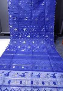 Nueva llegada azul Deshi Dhakai Jamdani Sharee calidad de exportación para mujeres JAMDANI tela rojo verde dorado cielo azul de Bangladesh - Product Image 5