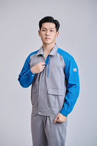 Ensemble de vêtements de travail haute visibilité pour homme FMF, manches longues, bleu ciel gris |   Confortable, respirant, anti-rides, résistant aux déchirures, lavable - Product Image 5