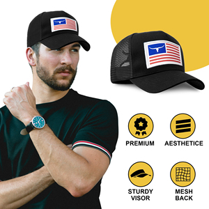 Gorra Trucker de Nylon de 6 Paneles Personalizada de Calidad Premium con Parche Bordado de la Bandera de EE. UU., Malla de Alta Calidad y Diseño Casual Estampado - Product Image 5