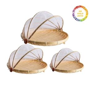 Cesta de bambú plana para vencería de alto volumen, varios tamaños, fabricante de Vietnam - Product Image 1