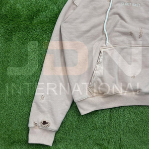 เสื้อฮู้ดดี้ผู้ชายสไตล์ดิสเทรสแบบสั่งทำพิเศษ คุณภาพสูง ผ้าฝ้าย สตรีทแวร์ สำหรับฤดูใบไม้ร่วง เสื้อฮู้ดดี้ผู้ชายสไตล์ดิสเทรส - Product Image 2