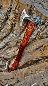 Wholesale Customized Top Quality OEM ODM Service Hand Made Damascus Steel Axe With Leather Sheath Axe Viking Survival Blade Axe - Product Image 2