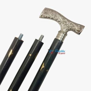 Wholesale High Quality Brass Nickel Plated Art Deco Three Fold Black Wooden <b>Walking</b> <b>Stick</b> Best Gift for Grandfather Grandmother - Product Image 1