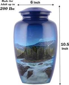 Urna de cremación con diseño de Río hecha a mano para cenizas humanas adultas, urna funeraria y funeraria con bolsa de terciopelo, urna decorativa para cenizas conmemorativas - Product Image 2