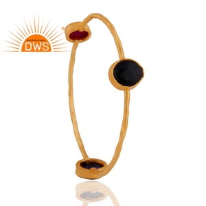 Dernière conception faite à la main 18K plaqué or naturel Multi pierres précieuses bracelet Demi bijoux fins pour les femmes cadeau pour elle - Product Image 4