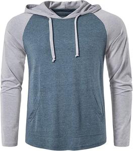 High Quality Long Raglan Sleeve <b>Lightweight</b> Classic Fit Kangaroo Pockets Drawstring Closer Pull Over <b>Hoody</b> for <b>Men</b> - Product Image 4