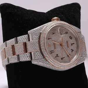 Tendance Arabe Rose Or VVS1 Glacé Deux Tons Moissanite Diamant Montre Antique Charme Fermoir Caché Édition Limitée Style Hip Hop - Product Image 4