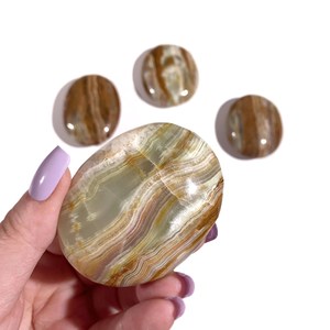 Piedra de Palma de ónix con bandas verdes, piedra de Palma de ónix verde natural, piedra de Palma de ónix verde - Product Image 3