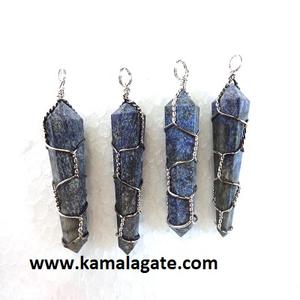 Natural Quartz <b>Double</b> Terminated Crystal Stone Point Pencil Wire Wrap Pendant <b>Necklace</b> Antique Silver Plated Bohemian Style - Product Image 6