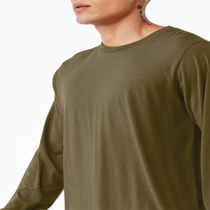 เสื้อยืดแขนยาวสีเขียวมะกอกสำหรับทั้งชายและหญิง-52% ผ้าฝ้ายผสมและพันรอบวงแหวน-โพลีเอสเตอร์48% ขนาด4.2ออนซ์ - Product Image 5