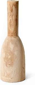Vase en bois minimaliste avec fleurs, décoration naturelle, artisanat fait main, style d'intérieur moderne, accent de maison biologique, design sculptural - Product Image 2