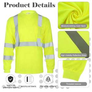 Camiseta de trabajo de manga larga con logotipo personalizado para hombre, hecha con mezcla de algodón y poliéster para trabajos de construcción y fábrica - Product Image 6