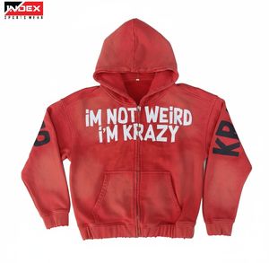Sudadera con Capucha Roja INDEX, Unisex, de Algodón y Felpa, Informal, para Otoño, con Diseño de Letras Estampadas - Product Image 1