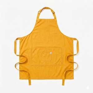 Tablier en coton tissé style simple marron 1 poche lavable en machine pour la cuisine et l'usage quotidien - Product Image 3
