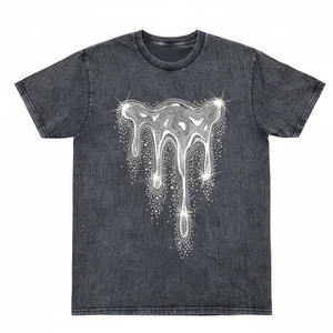 Camiseta de Hombre de Lujo al por Mayor, 100% Algodón, de Alta Calidad, Gruesa, con Cuello Personalizado, Adornada con Perlas, Ajustada, Transpirable - Product Image 4