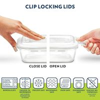 Ensemble de boîtes à lunch en verre borosilicate de haute qualité avec couvercles hermétiques, compatibles micro-ondes et four, pour le bureau, l'école et les voyages