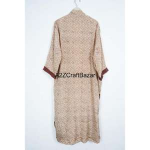 Bata Larga de Seda 100% Hecha a Mano, Elegante, Estilo Boho, con Cuello en V, Cordón Ajustable y Manga Larga para Mujer, Verano - Product Image 5