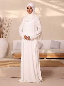 Alta calidad de las mujeres islámicas llanura cubierta completa hecha a medida transpirable abaya manga larga transpirable abayas de las mujeres al por mayor - Product Image 2