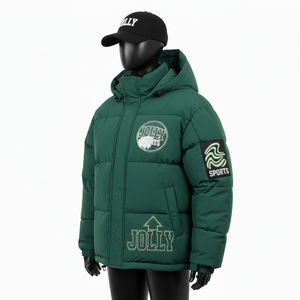 Veste matelassée pour femme, tissu en polyester, design à panneaux matelassés verts, logo brodé personnalisé, veste matelassée pour femme - Product Image 4