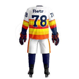 ชุดยูนิฟอร์มฮอกกี้น้ำแข็งแบบซับลิเมชั่น ดีไซน์ใหม่ยอดนิยม คุณภาพดีที่สุด สำหรับผู้ใหญ่ ระบายอากาศได้ดี ผลิตจากโพลีเอสเตอร์ 100% - Product Image 2