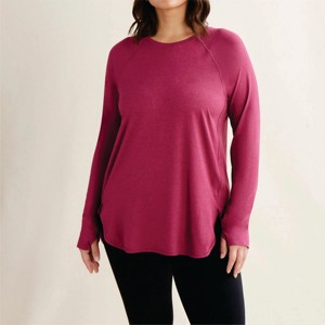 92% Polyester Recyclé 8% Spandex Slim Fit Séchage Rapide Anti Adour Raspberry Coulis Mix Femmes Renouveler Respirant Haut À Manches Longues - Product Image 1