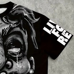 เสื้อผ้าสตรีทแวร์สไตล์วินเทจทรงหลวมแบบลำลองถักทอพิมพ์ลายแบบเต็มตัวด้วยเทคนิคการพิมพ์แบบรีดร้อนผ้าฝ้ายแท้ 100% - Product Image 2