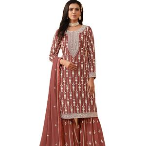 Dernier Designer Faux Georgette Thread Work Sarara Suit Par Fab Zone - Product Image 1