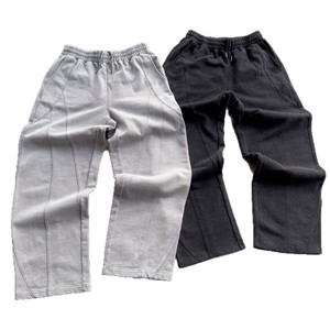 2025 unisexe pantalons de course en gros 100% coton survêtement pantalon de survêtement avec taille élastique décontracté taille moyenne jambe large pour hommes - Product Image 1