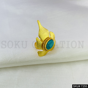 Conjunto de joyería chapada en oro SKU7254 Pendiente de diseñador Anillo colgante Pendiente de alambre de oreja Conjunto de joyería de diseñador de flores únicas - Product Image 3