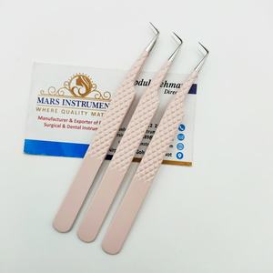 Modèle de botte de haute qualité 90 degrés Beige couleur diamant Grip Extensions de cils pince à épiler pour cils léger Griping parfait - Product Image 3