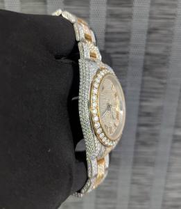 Montre de luxe bicolore Iced Out pour hommes avec chiffres romains | Montre automatique Bling Full Diamond pour montre de style bijoux Hip Hop - Product Image 3