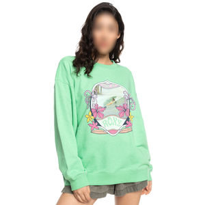 Color verde claro, ropa exterior con estilo, suave al tacto, algodón de doble cara, cuello redondo, hombros caídos, sudaderas - Product Image 1