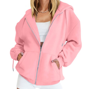 Sudadera con Capucha de Gran Tamaño para Mujer, de Manga Larga, Color Sólido, de Secado Rápido, Mezcla de Poliéster/Algodón Estampada de Alta Calidad OEM - Product Image 3