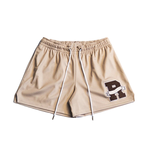 Short d'été respirant en maille solide de haute qualité pour hommes Taille élastique avec cordon de serrage et logo brodé de haute qualité - Product Image 3