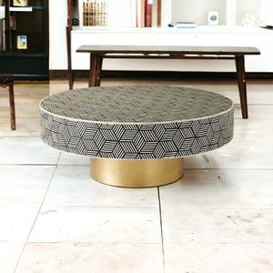 Mesa de centro con incrustaciones de hueso con patrón blanco y negro de lujo moderno directo del fabricante para uso en sala de estar y comedor - Product Image 2