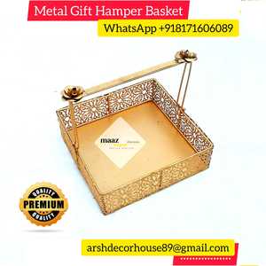 Bán buôn sắt vuông nhà đám cưới trang trí món Quà Vàng giỏ trái cây với xử lý Gấp thiết kế maaz Bộ sưu tập - Product Image 3