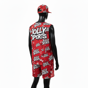 Ensemble de short de basket-ball pour femmes, polyester premium, maille respirante, haut sans manches rouge, short, logo sublimé, ensembles pour femmes, 100% coton - Product Image 5