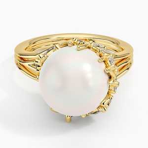 Anillo de boda y compromiso hecho a mano con perla de corte cultivado natural y anillo de cóctel de diamante para mujer-Venta al por mayor - Product Image 1