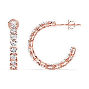 ต่างหูห่วงเพชรทรงหัวใจที่เพาะเลี้ยงในห้องปฏิบัติการ - Product Image 4