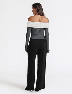 New Design Custom Made Latest Fashion Off Shoulder Plus Size T-shirt Skinny Fit 100% Cotton Women's TShirts Wholesale OEM - Product Image 2