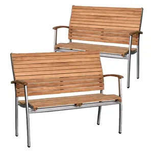 户外长凳柚木铝制框架柚木户外花园庭院家具木制铝制长凳高品质