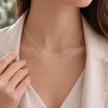 Collar Elegante Minimalista de Plata de Ley 925 con Cadena de Doble Capa para Mujer, Joyería al por Mayor OEM, Hindú, 18 Pulgadas, 3 Gramos - Product Image 3