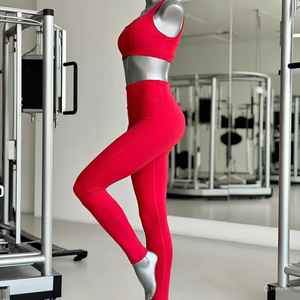 Mode grande taille hiver épais cachemire chaud taille moyenne Fitness Yoga ensemble solide avant Logo respirant séchage rapide femmes - Product Image 3